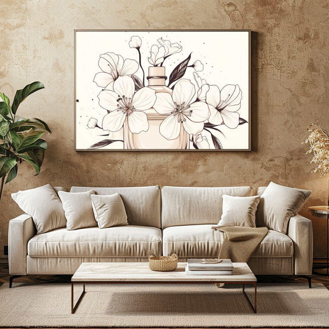 Elevate your space with 'Elegant Floral Essence,' a sophisticated piece that captures the delicate for Family Room