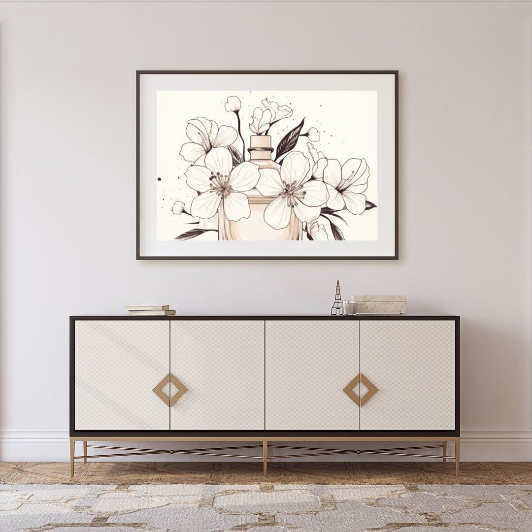 Elevate your space with 'Elegant Floral Essence,' a sophisticated piece that captures the delicate for Foyer