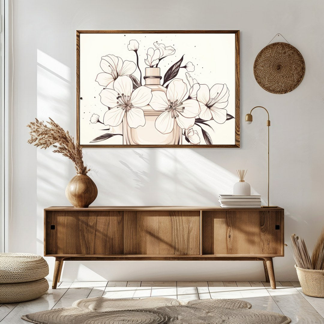 Elevate your space with 'Elegant Floral Essence,' a sophisticated piece that captures the delicate for Sitting Area