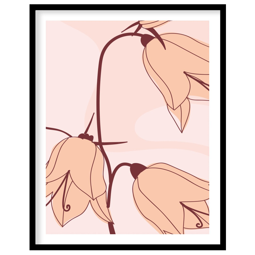 Enhance your space with this elegant floral silhouette artwork, capturing delicate flowers in soft, for hallway