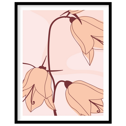 Enhance your space with this elegant floral silhouette artwork, capturing delicate flowers in soft, for hallway
