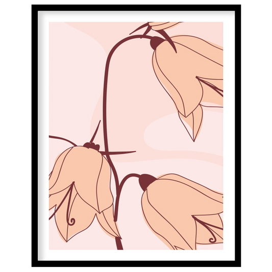 Enhance your space with this elegant floral silhouette artwork, capturing delicate flowers in soft, for hallway