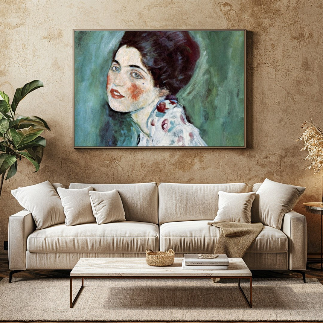 This exquisite artwork captures the serene beauty of a woman lost in contemplation. The gentle for Family Room