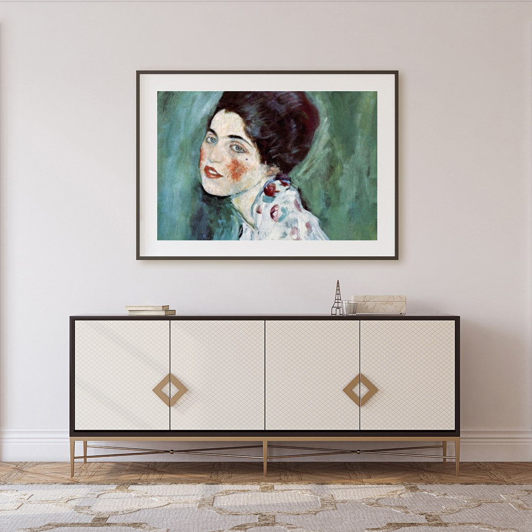 This exquisite artwork captures the serene beauty of a woman lost in contemplation. The gentle for Foyer