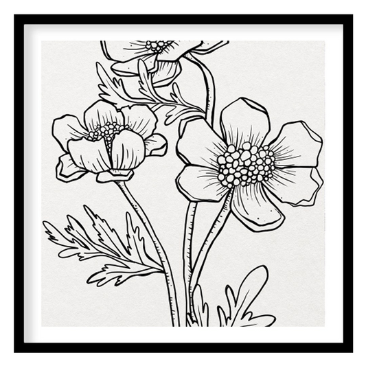 This exquisite line art print features a delicate floral sketch, embodying simplicity and elegance. for living-space