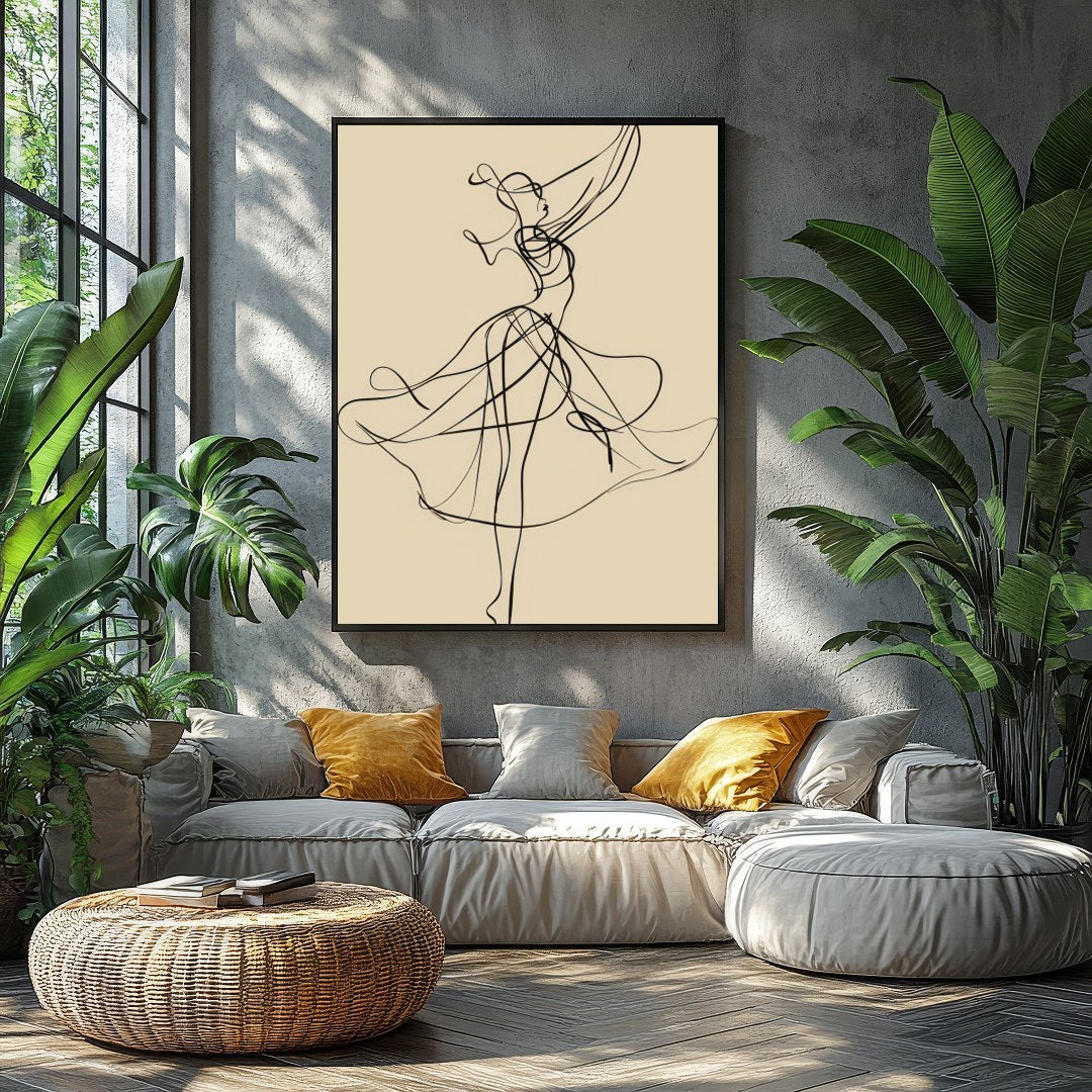 This captivating piece of wall art features an exquisite linework representation of a dancer in for Balcony