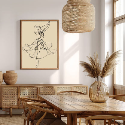 This captivating piece of wall art features an exquisite linework representation of a dancer in for Extra Kitchen