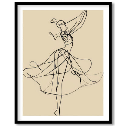This captivating piece of wall art features an exquisite linework representation of a dancer in for hallway