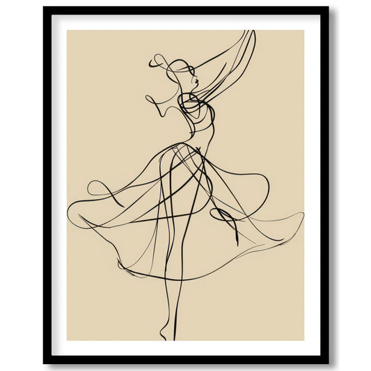 This captivating piece of wall art features an exquisite linework representation of a dancer in for hallway