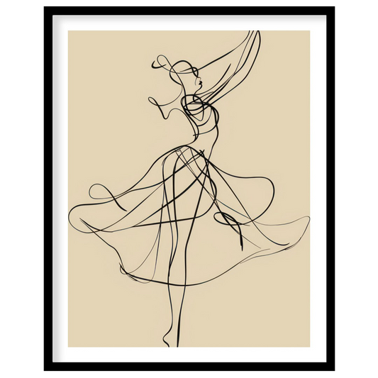 This captivating piece of wall art features an exquisite linework representation of a dancer in for hallway
