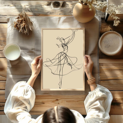 This captivating piece of wall art features an exquisite linework representation of a dancer in for Kitchen