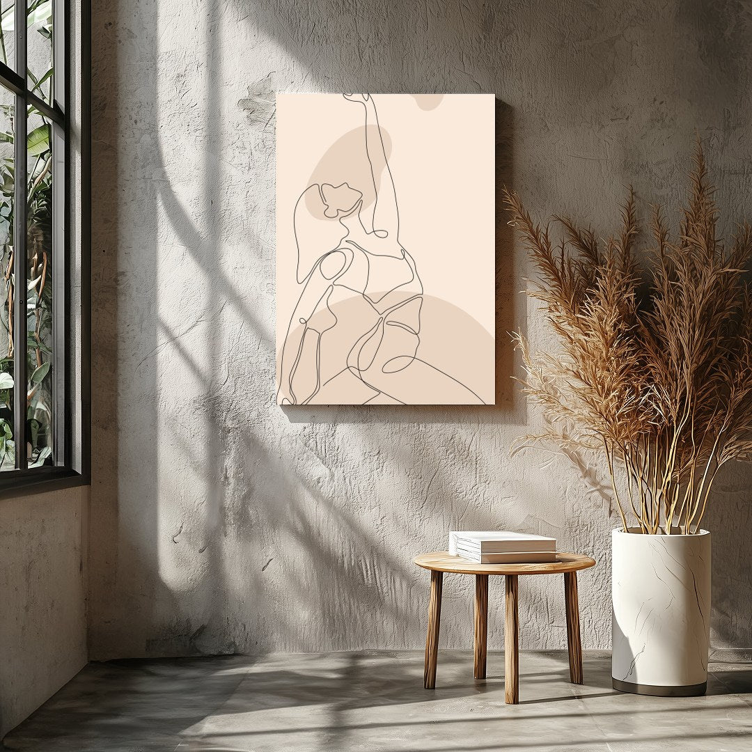 Embrace the serene elegance of this minimalist line art featuring a woman in a graceful yoga pose. for Entrance