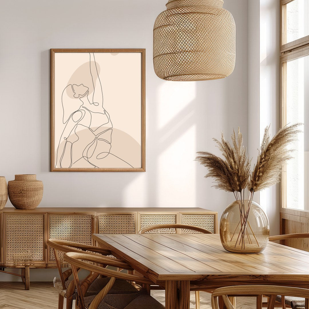 Embrace the serene elegance of this minimalist line art featuring a woman in a graceful yoga pose. for Extra Kitchen