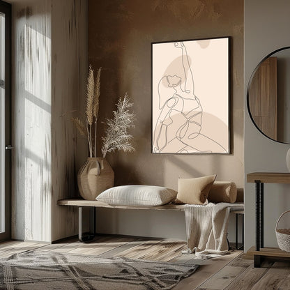 Embrace the serene elegance of this minimalist line art featuring a woman in a graceful yoga pose. for sweet-home