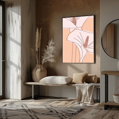 This stunning artwork showcases a pair of gracefully illustrated lilies set against a soothing for abode