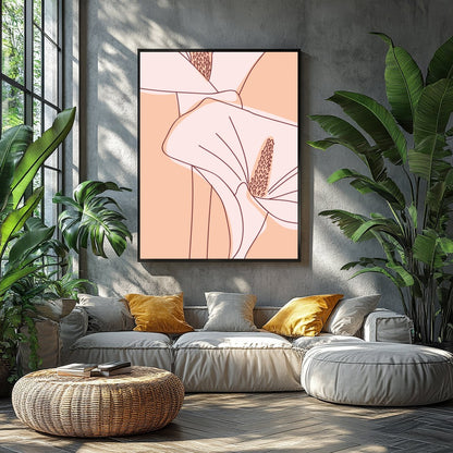 This stunning artwork showcases a pair of gracefully illustrated lilies set against a soothing for Balcony