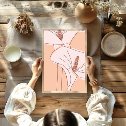 This stunning artwork showcases a pair of gracefully illustrated lilies set against a soothing for Kitchen