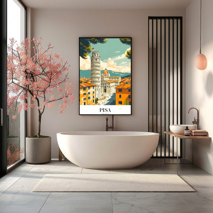 Capture the essence of Pisa with this stunning artwork, featuring the iconic Leaning Tower framed for Bathroom
