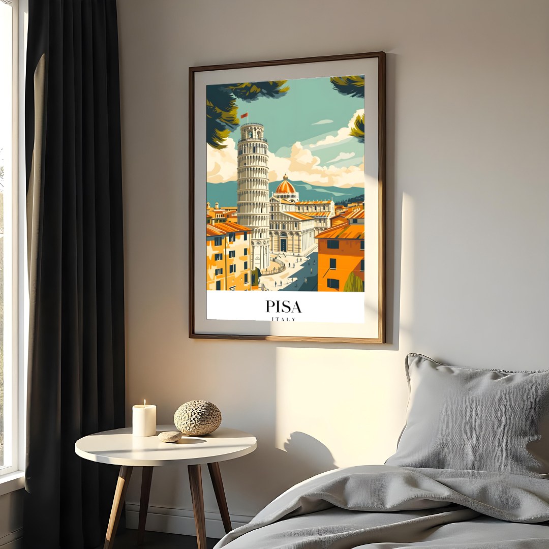Capture the essence of Pisa with this stunning artwork, featuring the iconic Leaning Tower framed for Bedroom