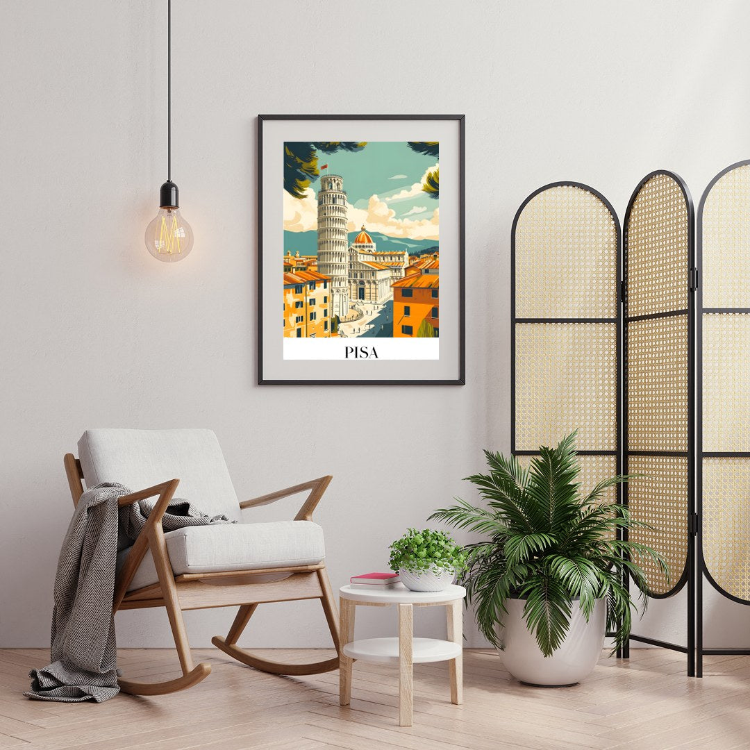 Capture the essence of Pisa with this stunning artwork, featuring the iconic Leaning Tower framed for Foyer