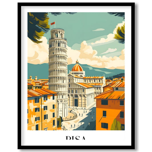 Capture the essence of Pisa with this stunning artwork, featuring the iconic Leaning Tower framed for house