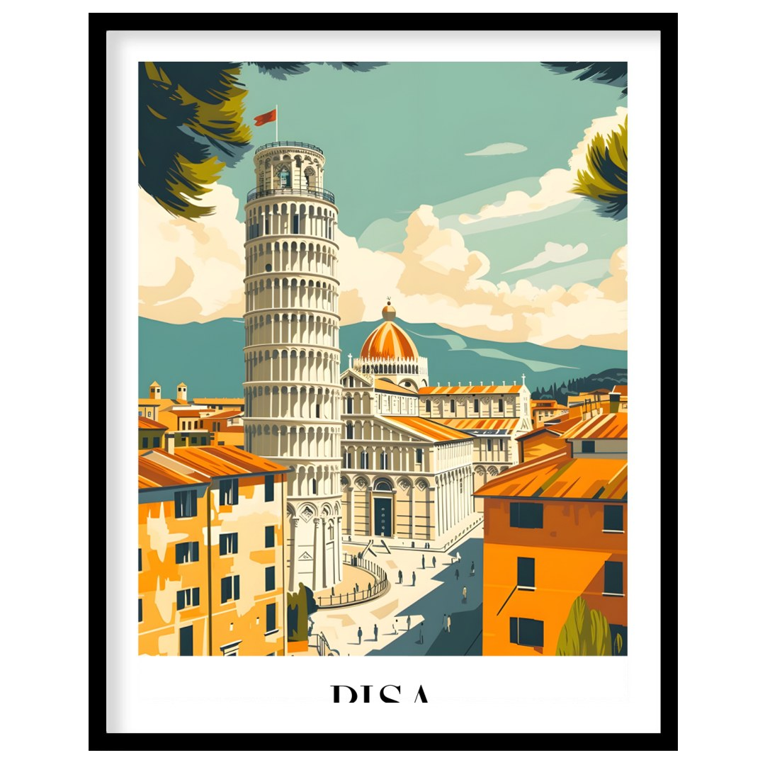 Capture the essence of Pisa with this stunning artwork, featuring the iconic Leaning Tower framed for house