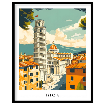 Capture the essence of Pisa with this stunning artwork, featuring the iconic Leaning Tower framed for house
