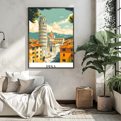 Capture the essence of Pisa with this stunning artwork, featuring the iconic Leaning Tower framed for Living Room