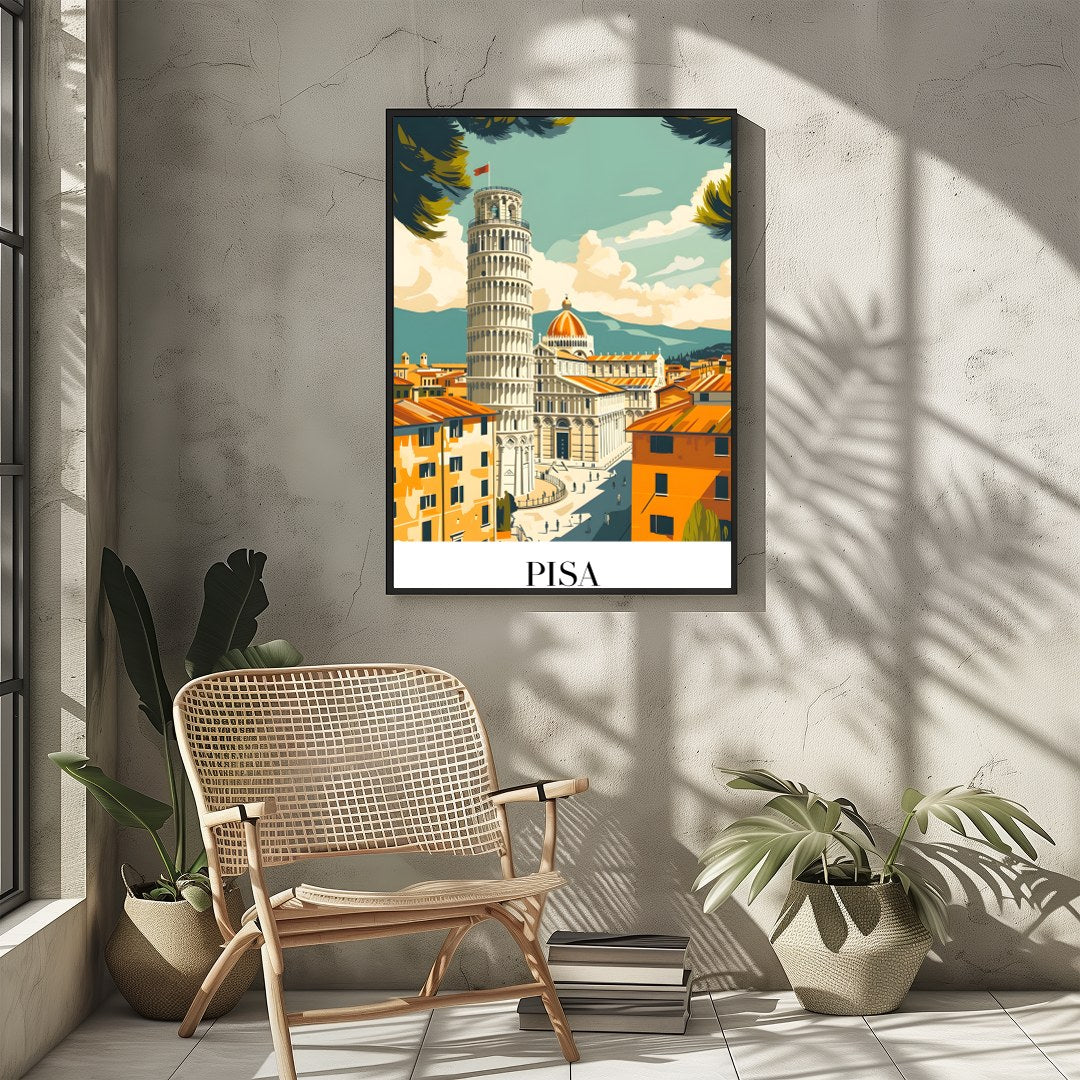 Capture the essence of Pisa with this stunning artwork, featuring the iconic Leaning Tower framed for Sitting Area