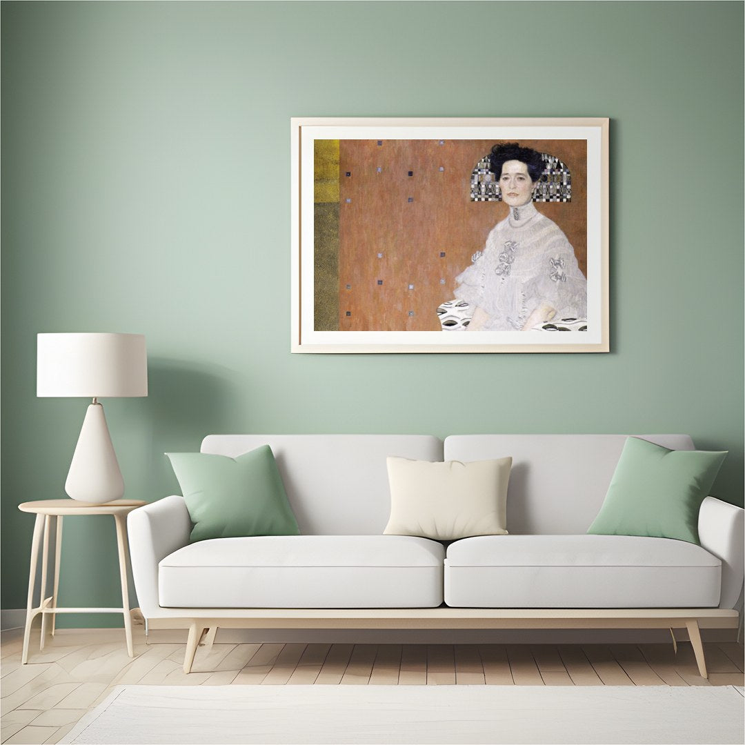 This striking artwork beautifully blends classical portraiture with modern geometric elements. The for Hall