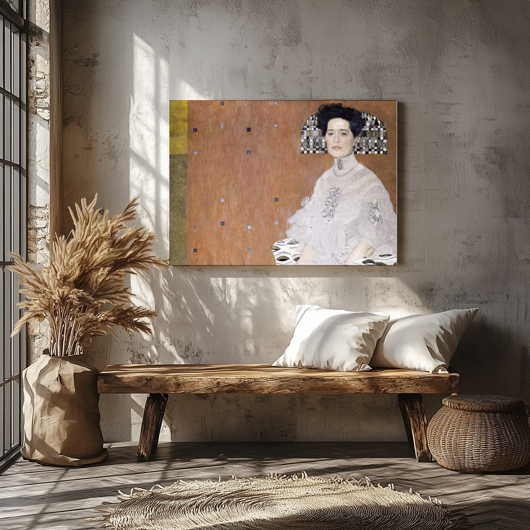 This striking artwork beautifully blends classical portraiture with modern geometric elements. The for Veranda