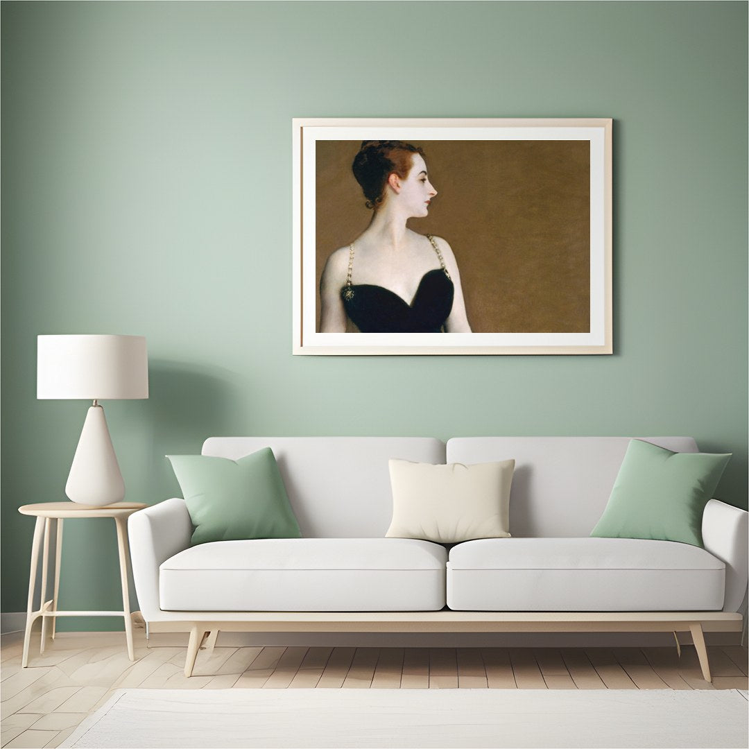 This captivating artwork exudes timeless elegance, featuring a refined figure adorned in black for Hall