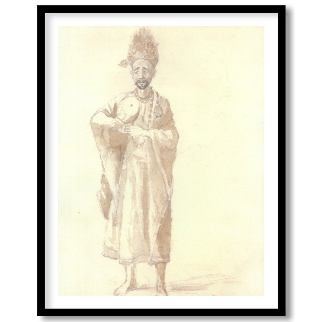 This exquisite sepia-toned artwork captures the serene grace of a sage holding a delicate for office