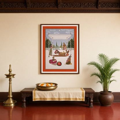 Immerse yourself in the tranquil elegance of Mughal artistry with this exquisite depiction of royal for Entrance
