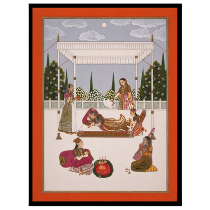 Immerse yourself in the tranquil elegance of Mughal artistry with this exquisite depiction of royal for nook