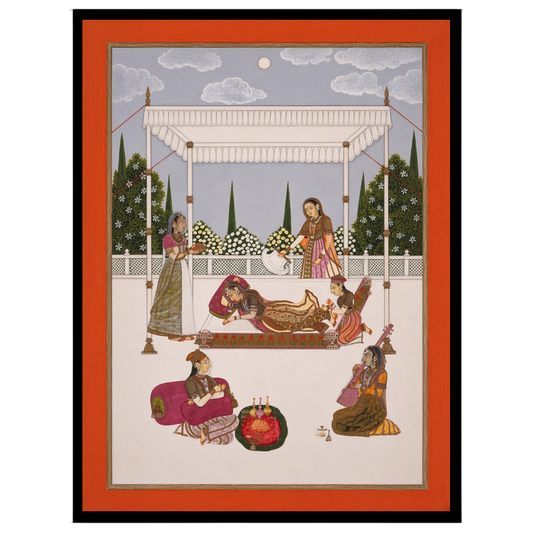 Immerse yourself in the tranquil elegance of Mughal artistry with this exquisite depiction of royal for nook