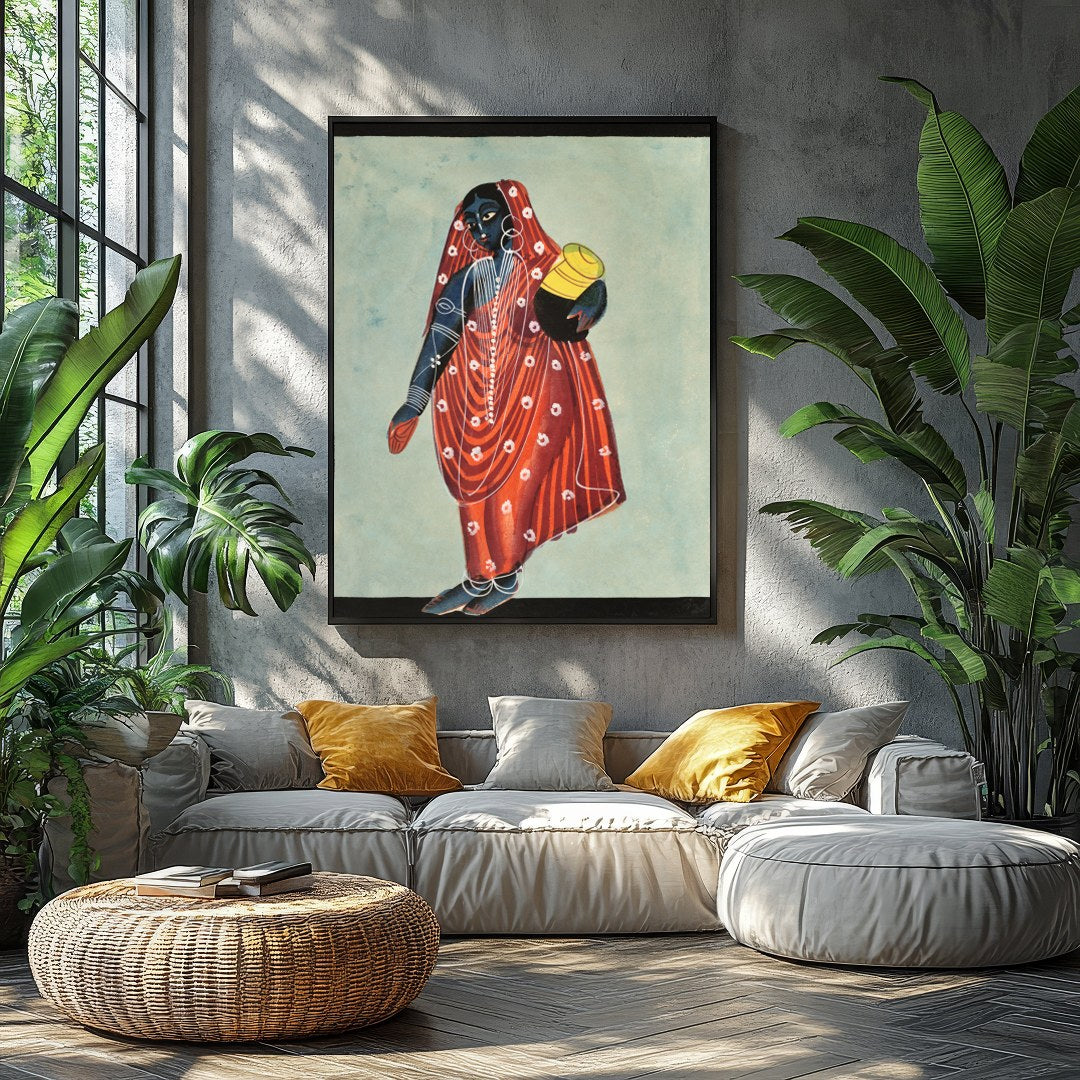 Discover the allure of tradition blended with modern artistry in this captivating piece. A woman for Balcony