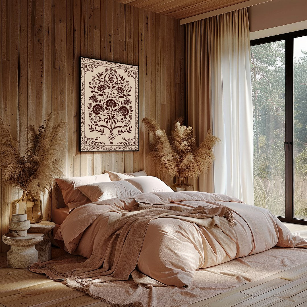 This exquisite piece showcases a vintage floral design with intricate patterns, perfect for adding for Bedroom