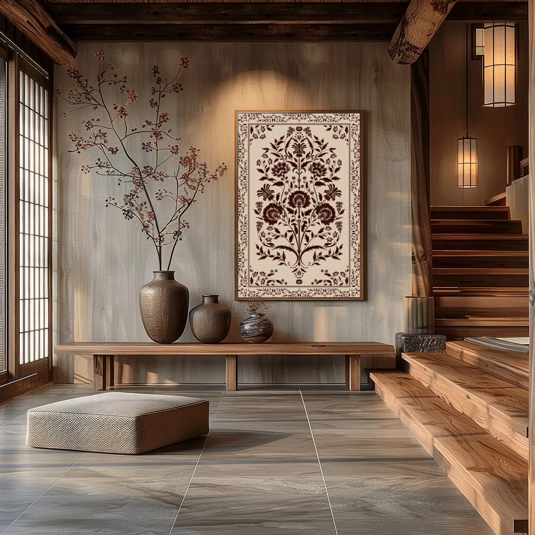 This exquisite piece showcases a vintage floral design with intricate patterns, perfect for adding for Hall