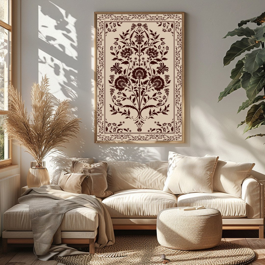 This exquisite piece showcases a vintage floral design with intricate patterns, perfect for adding for Sitting Area