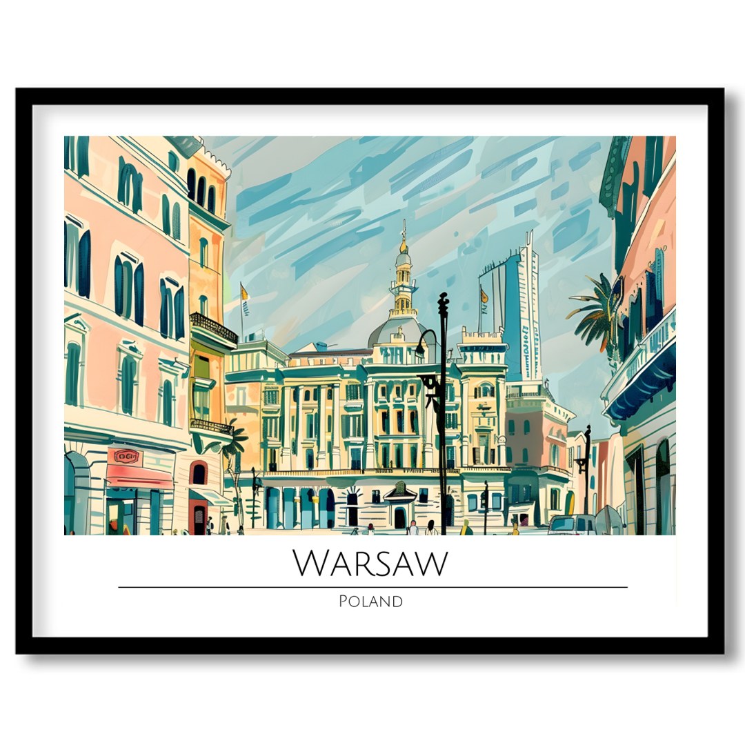 This vibrant illustration beautifully captures the essence of Warsaw's historic architecture and for lovely-house