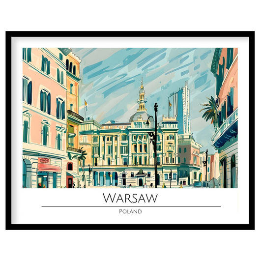 This vibrant illustration beautifully captures the essence of Warsaw's historic architecture and for lovely-house