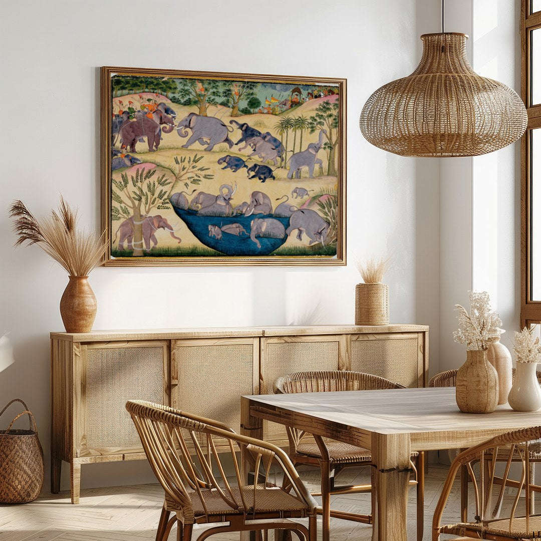 Immerse yourself in the enchanting world of 'Elephant Caravan,' a masterpiece that beautifully for Dining