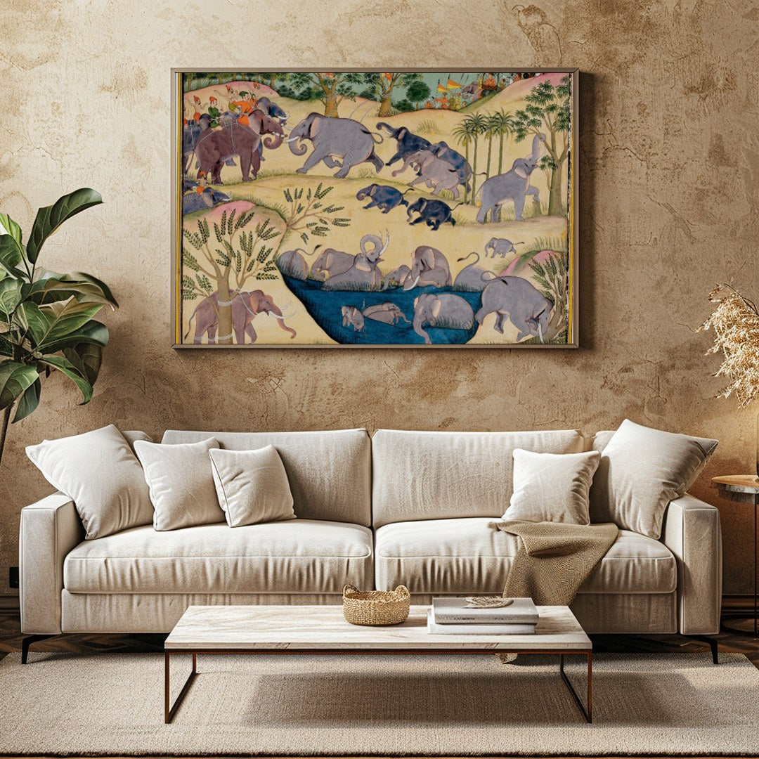 Immerse yourself in the enchanting world of 'Elephant Caravan,' a masterpiece that beautifully for Family Room