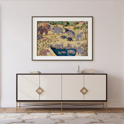 Immerse yourself in the enchanting world of 'Elephant Caravan,' a masterpiece that beautifully for Foyer