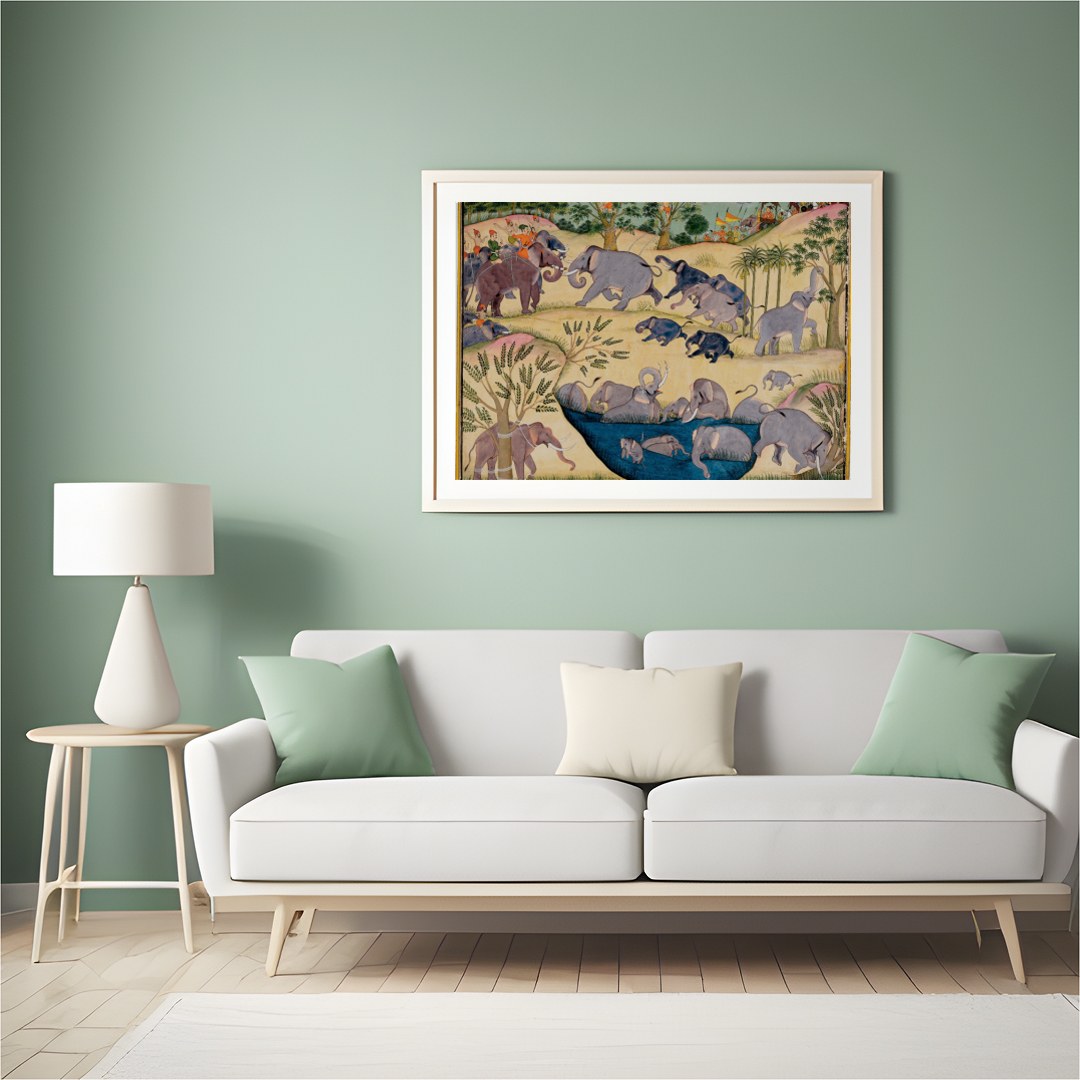 Immerse yourself in the enchanting world of 'Elephant Caravan,' a masterpiece that beautifully for Hall