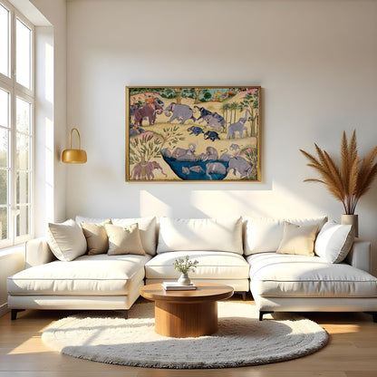 Immerse yourself in the enchanting world of 'Elephant Caravan,' a masterpiece that beautifully for Living Room