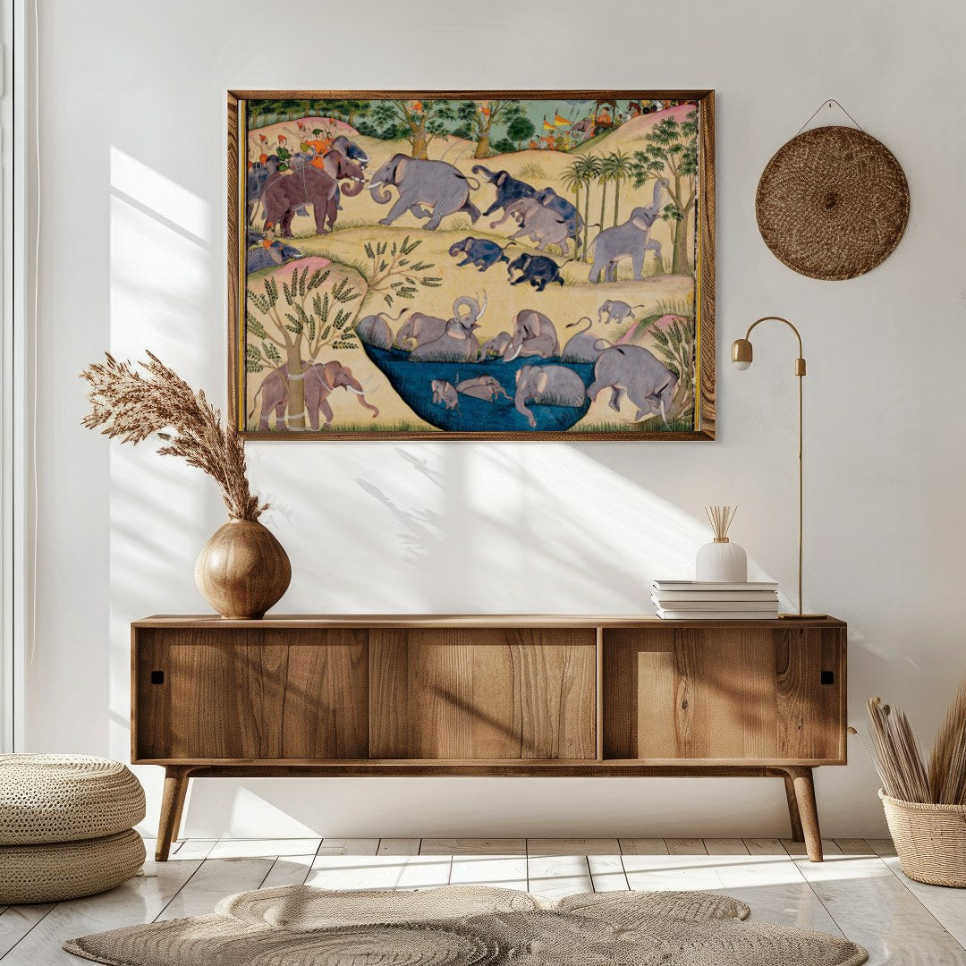 Immerse yourself in the enchanting world of 'Elephant Caravan,' a masterpiece that beautifully for Sitting Area
