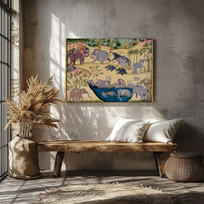 Immerse yourself in the enchanting world of 'Elephant Caravan,' a masterpiece that beautifully for Veranda