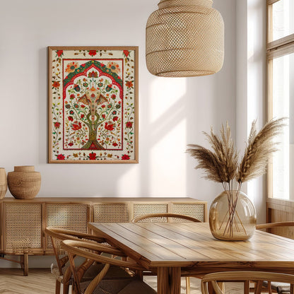 This intricate piece features a majestically detailed elephant amidst a lush tapestry of vibrant for Extra Kitchen